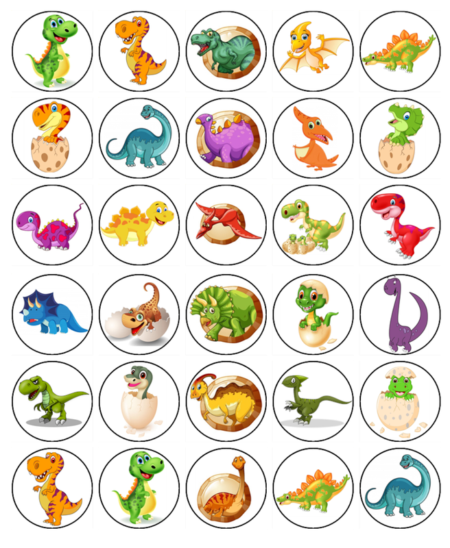 Dinosaurs Edible Cupcake Toppers- Dinosaur Themed Cake Toppers