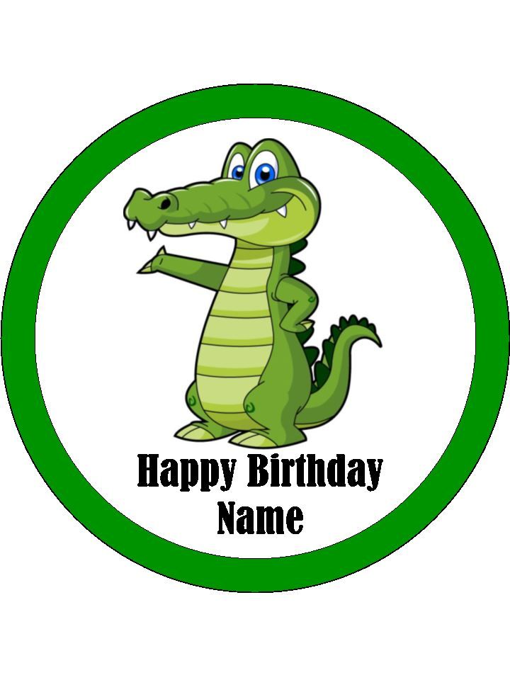 Crocodile Edible Icing Cake Toppers for Jungle Animal Cakes
