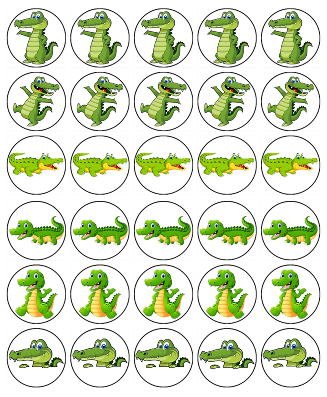 Crocodile Cupcake Toppers Edible Icing – Birthday Cake Decorations - 2 Sizes