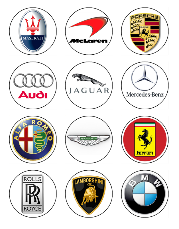 Luxury Car Logo's Edible Icing Cupcake Decorations (5cm Round) #01
