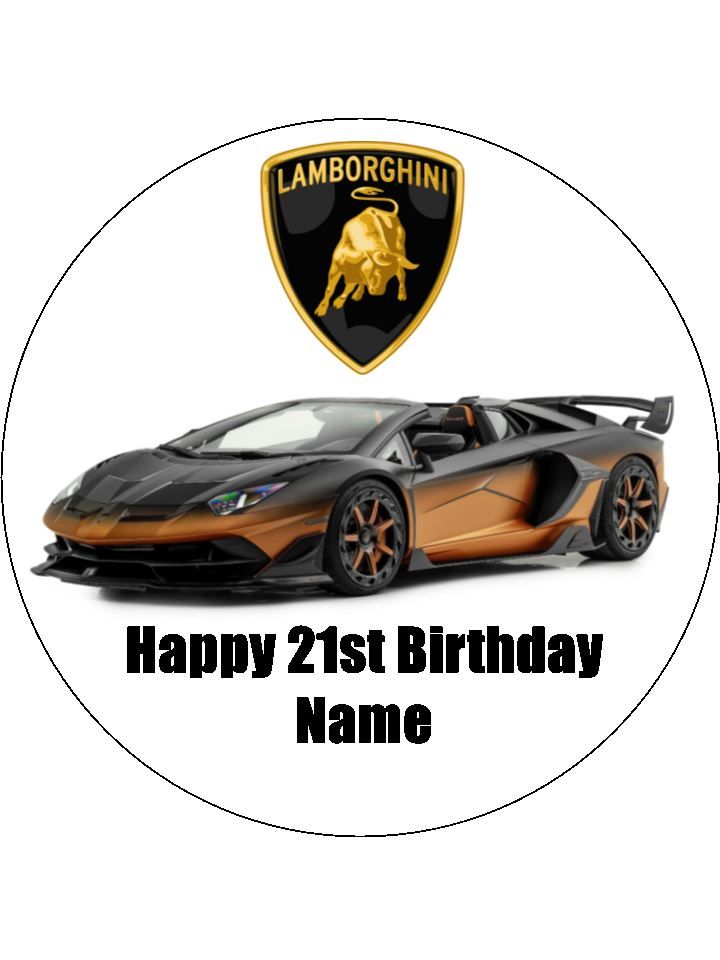 Lamborghini Edible Icing Cake Decorations (19cm Round)