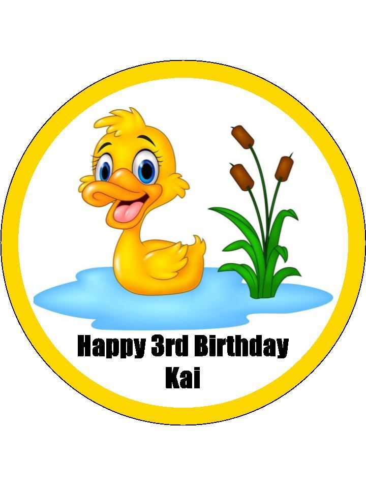 Yellow Duck Edible Icing Cake Decorations (19cm Round) #02