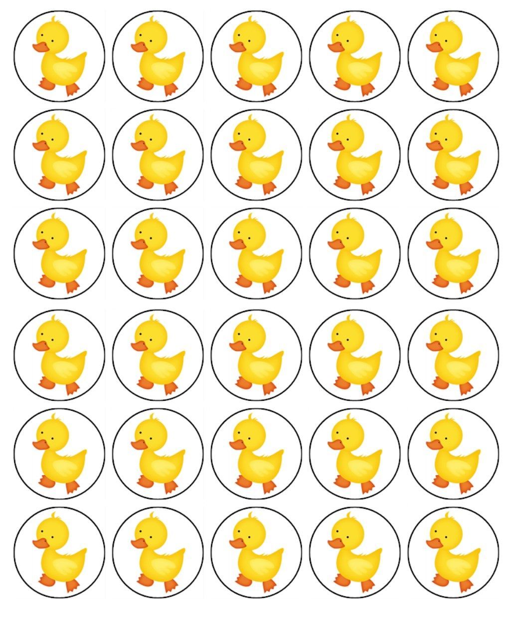 Yellow Duck Edible Icing Cupcake Decorations (3.5cm Round) #02