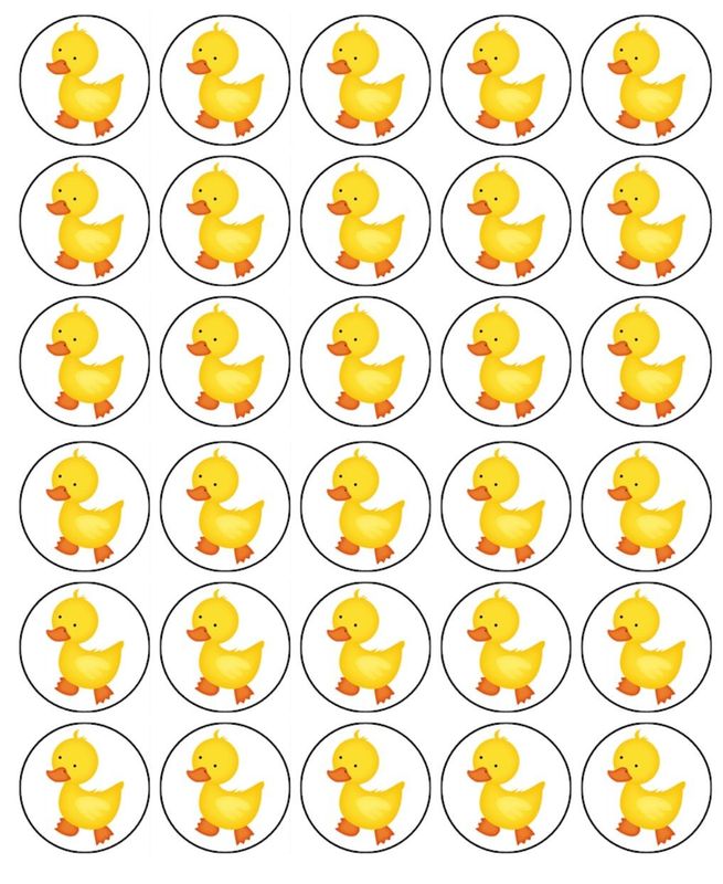 Yellow Duck Edible Icing Cupcake Decorations (3.5cm Round) #02