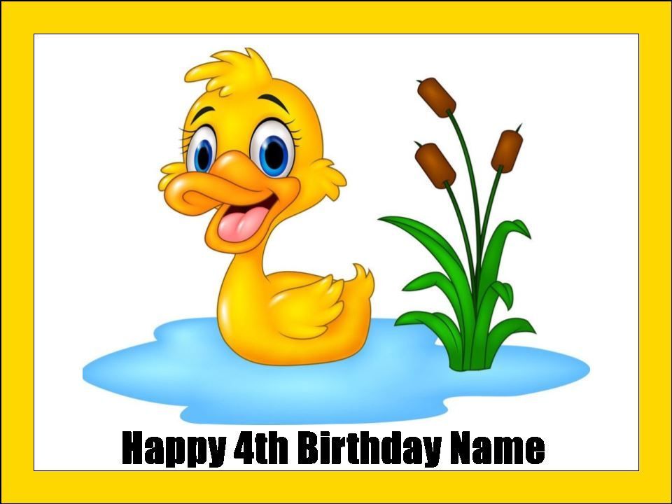 Yellow Duck Edible Icing Cake & Cupcake Decorations (4 Sizes)