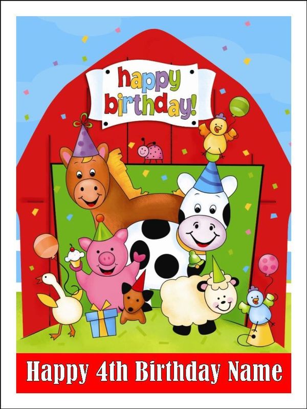 Farm Animal Cake Toppers Edible Icing – Birthday Decorations - 19cm x 25cm
