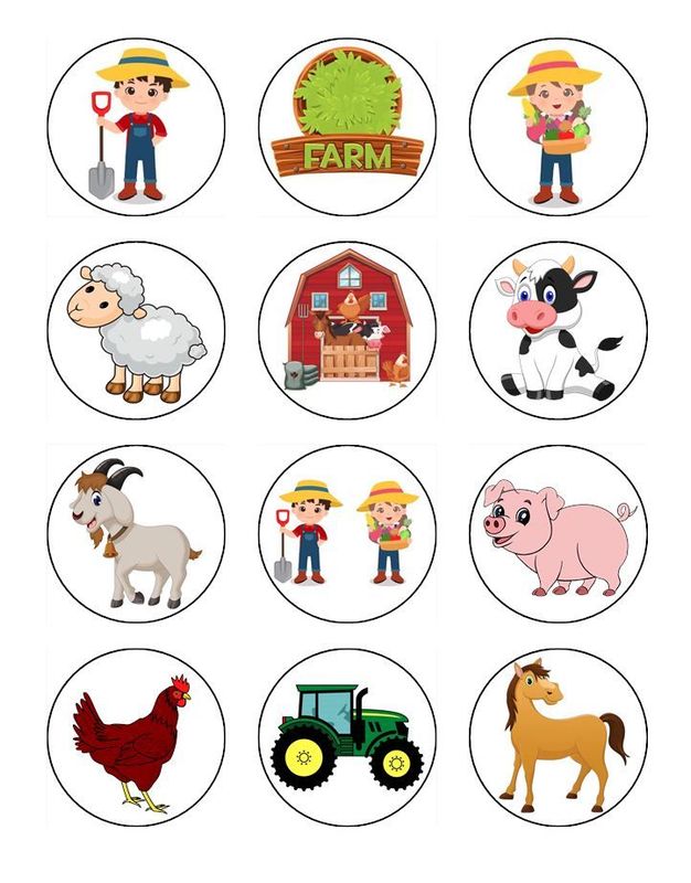Farm Animal Cupcake Toppers – Animal Cake Decorations - Size 5cm