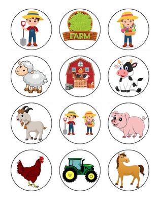 Farm Animal Edible Cupcake Toppers for Kids’ Parties