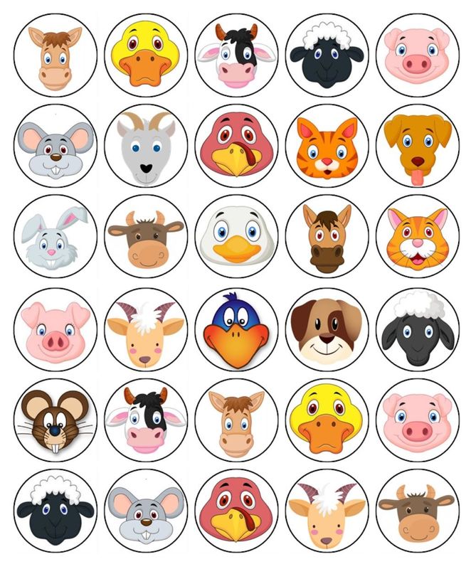 Farm Animal Cupcake Toppers – Animal Cake Decorations - Size 3.5cm