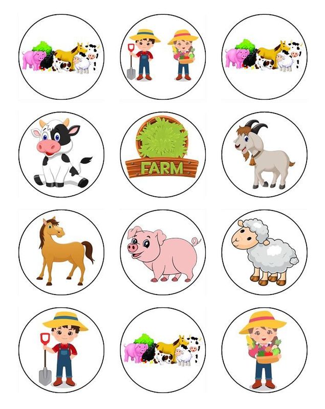 Farm Animal Cupcake Toppers – Animal Cake Decorations - Size 5cm
