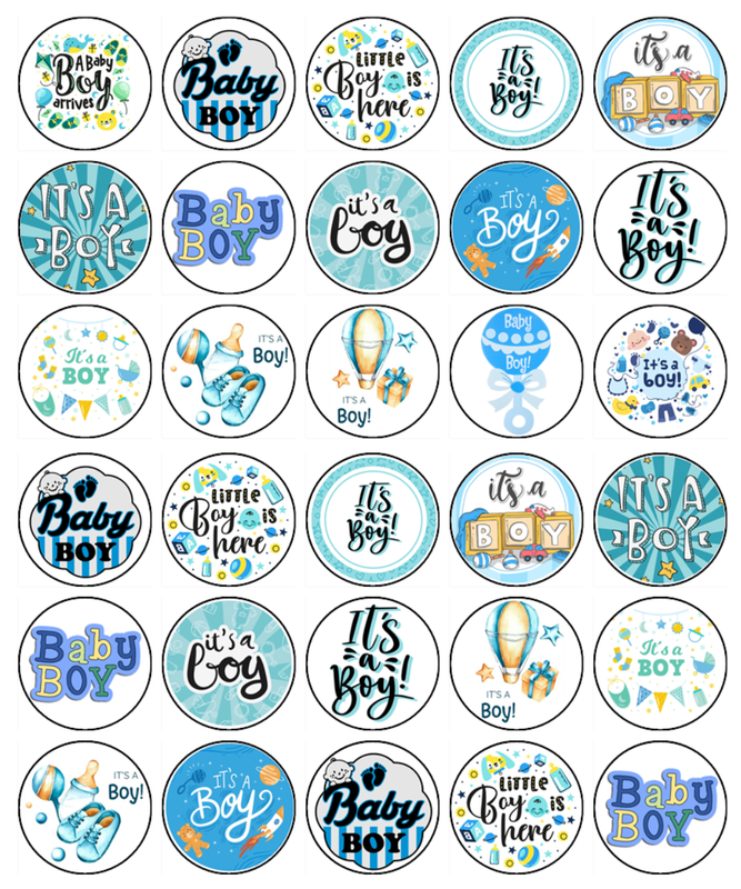 Baby Shower Edible Cupcake Toppers – Gender Reveal Decor