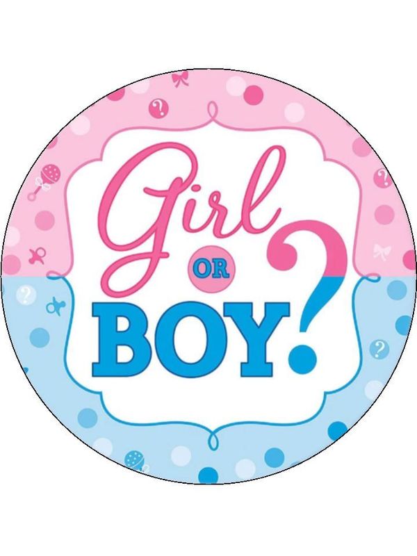 Baby Shower Gender Reveal Edible Icing Cake & Cupcake Toppers