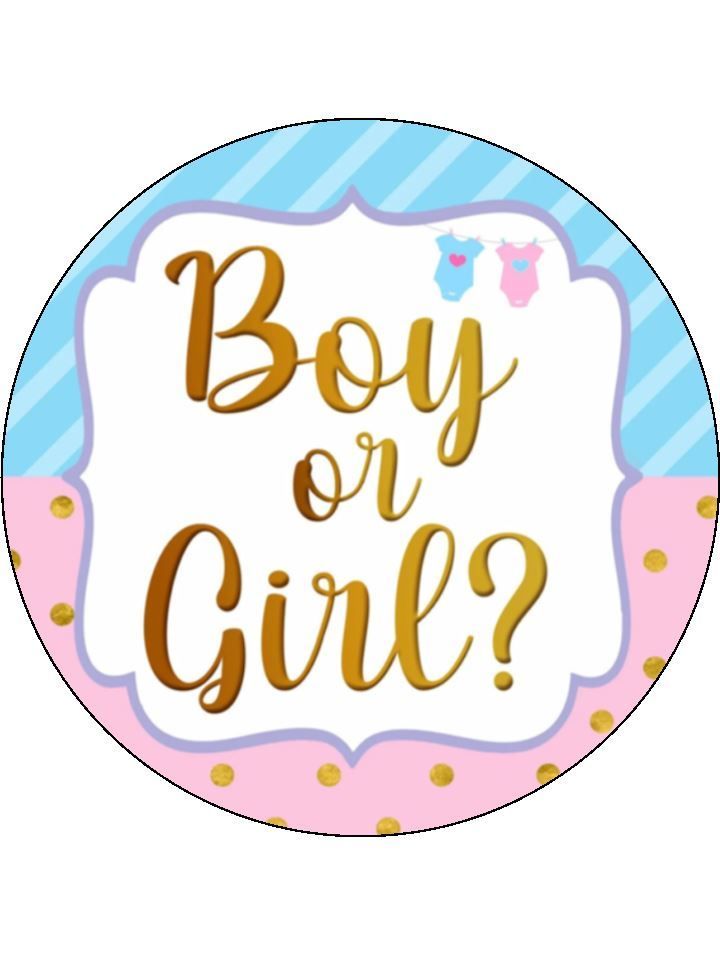 Baby Shower Gender Reveal Edible Icing Cake & Cupcake Toppers
