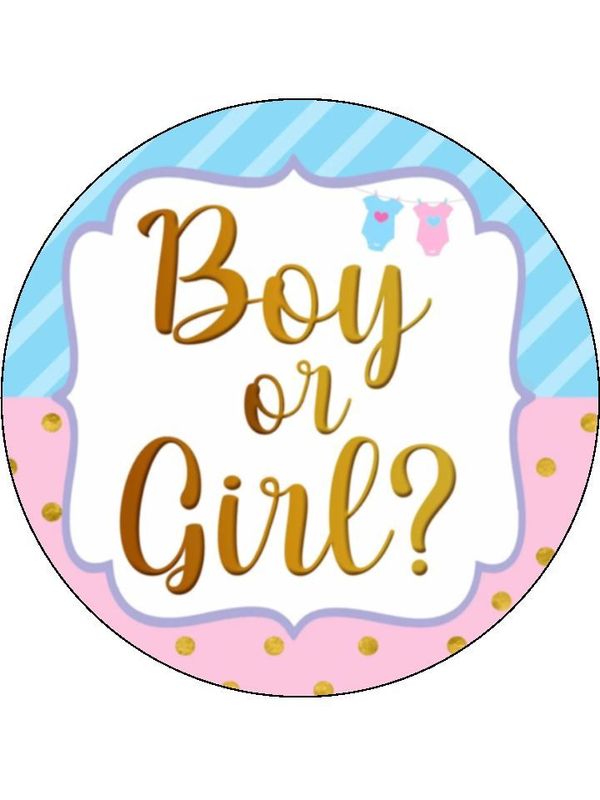 Baby Shower Gender Reveal Edible Icing Cake & Cupcake Toppers