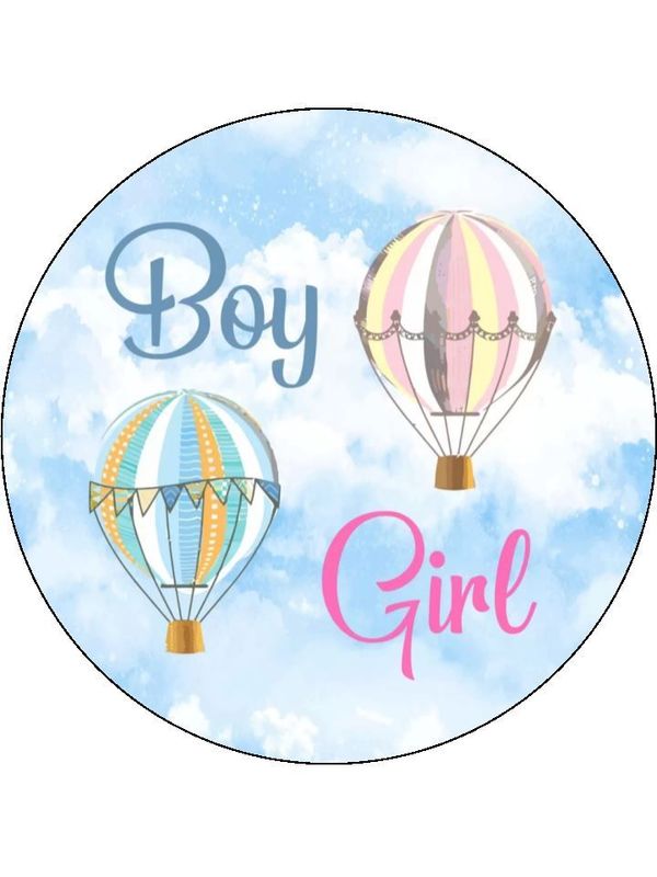 Baby Shower Gender Reveal Edible Icing Cake Decoration (19cm Round) #03