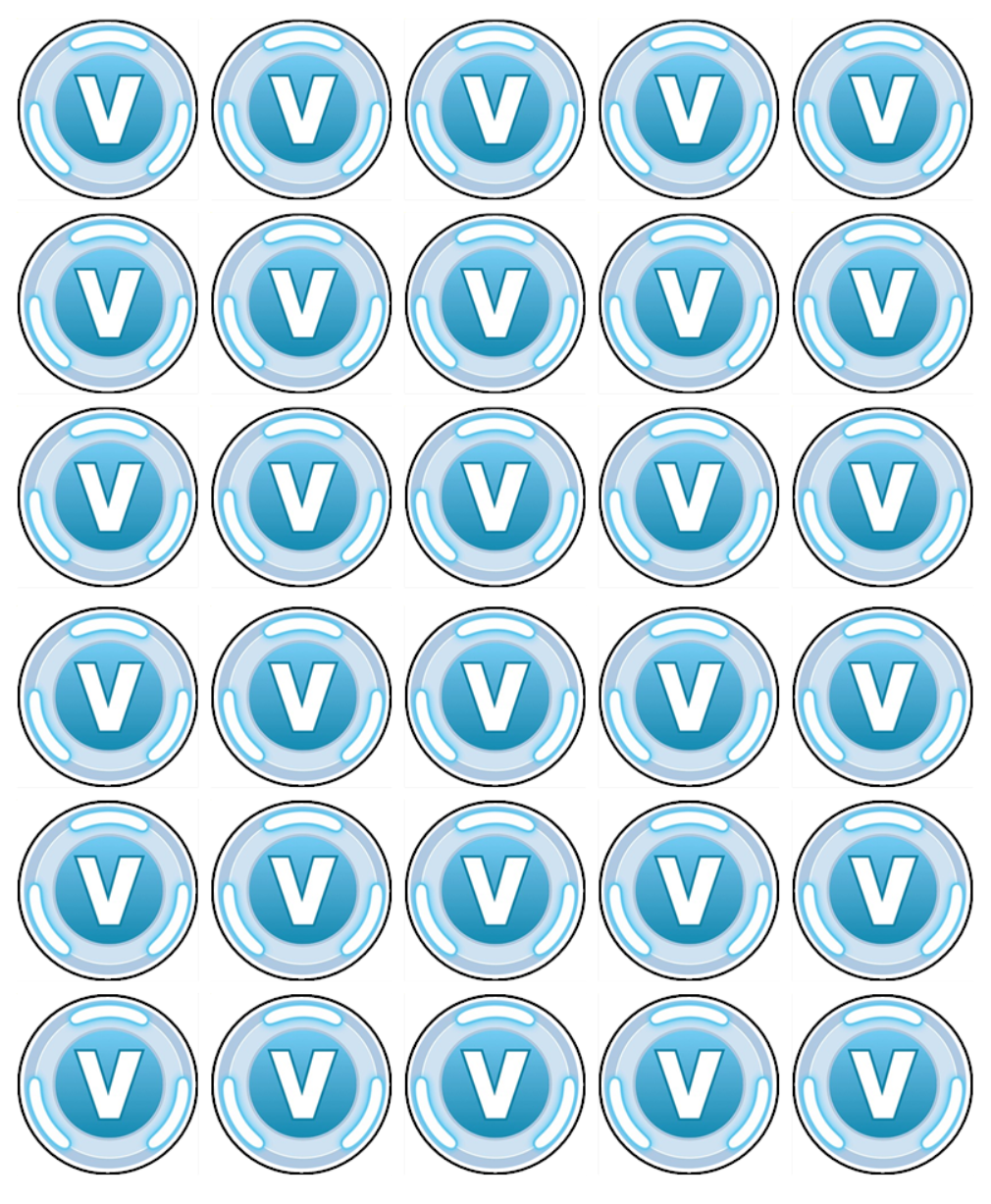 V Bucks Fortnite Edible Icing Cupcake Gaming Decorations (2 Sizes)