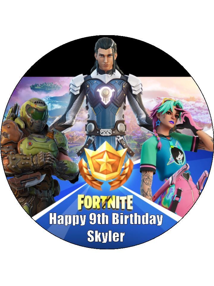 Fortnite Edible Cake Toppers - Edible Fortnite Decorations - Icing - 19cm Round