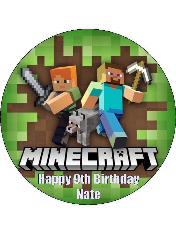 Minecraft Edible Icing Cake Decorations (19cm Round) #01