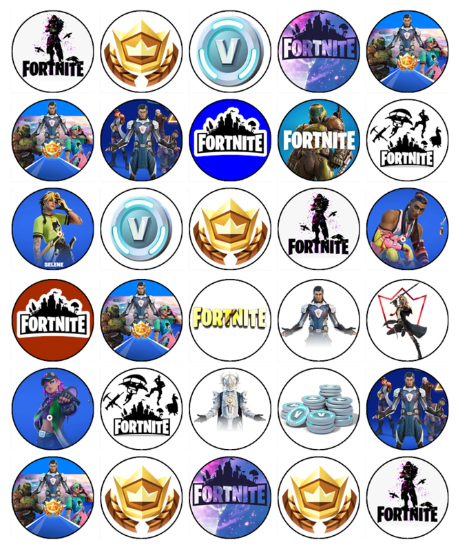 Fortnite Edible Cake Toppers - Edible Fortnite Decorations - Icing – Size: 3.5cm