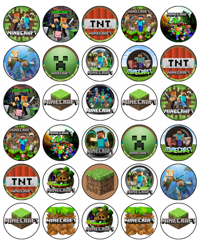 Minecraft Edible Icing Cupcake Decorations (3.5cm Round) #01