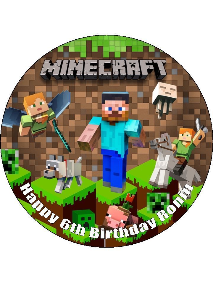 Minecraft Edible Icing Cake Decorations (19cm Round) #02