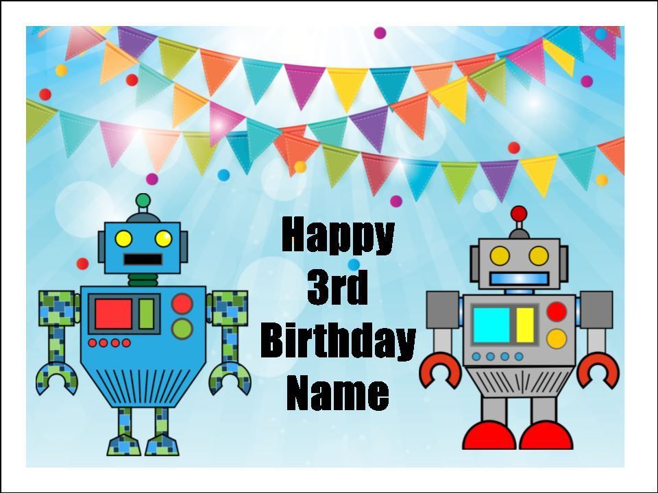 Robot Edible Icing Cake & Cupcake Decorations (4 Sizes)