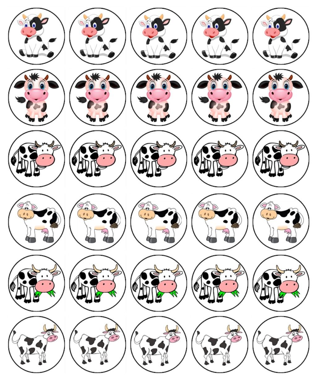 Cow Cupcake Toppers – Edible Farm Animal Theme