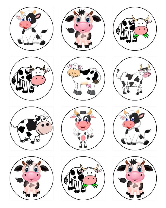 Cow Cupcake Toppers – Edible Farm Animal Theme