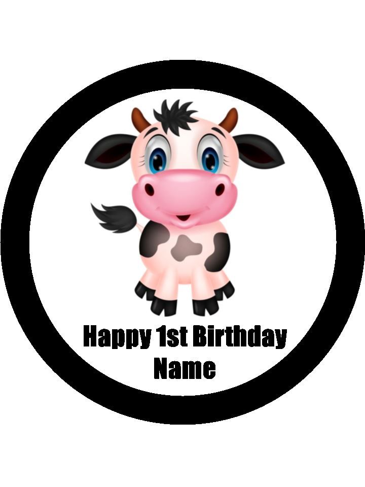 Cow Edible Icing Cake Decorations – Farm Animal Theme
