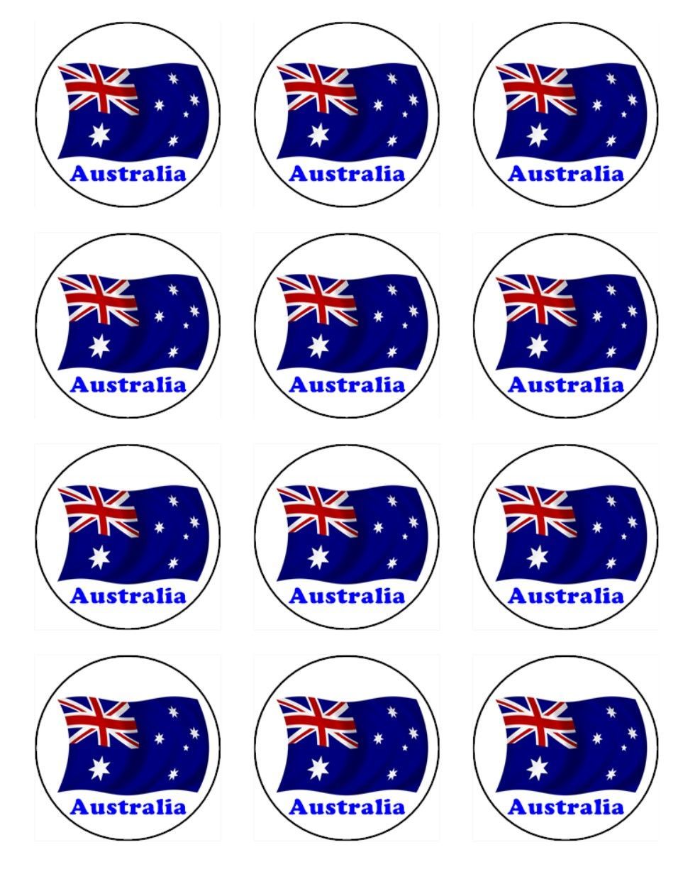 Australian Flag Edible Icing Cupcake Toppers – Party Fun
