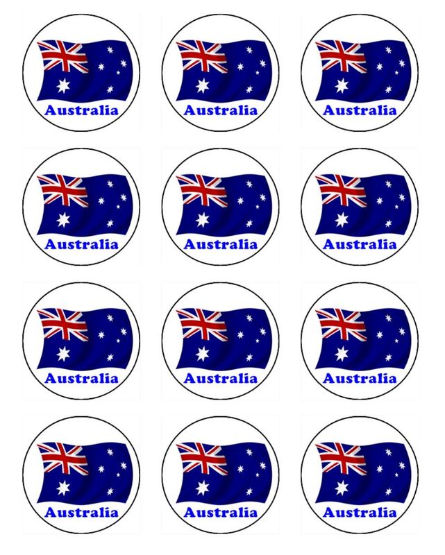 Australian Flag Edible Icing Cupcake Toppers – Party Fun