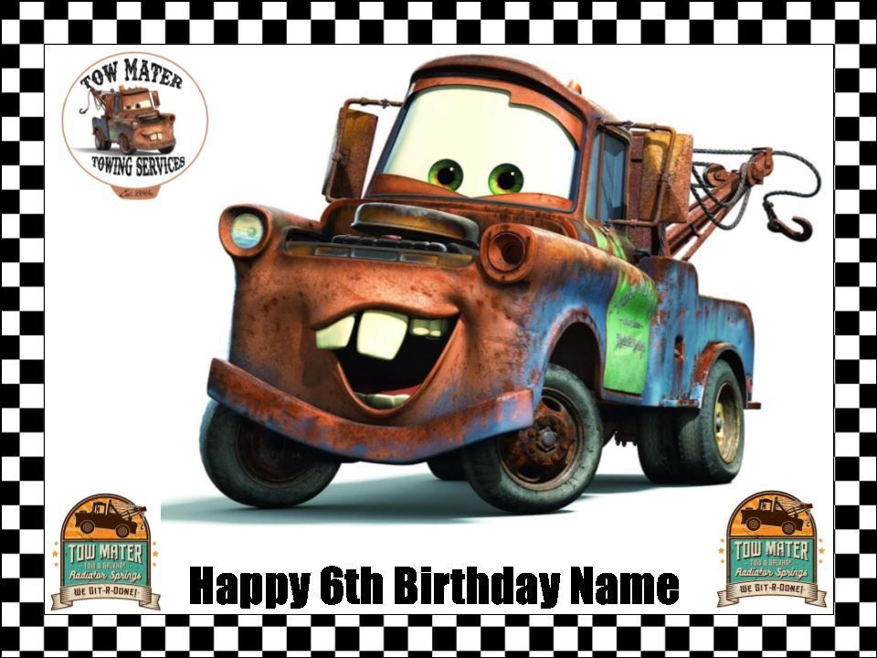Cars Mater Edible Icing Cake & Cupcake Toppers (4 Sizes)