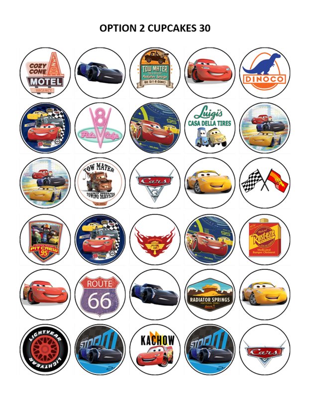 Cars Lightning McQueen Edible Icing Cupcake Toppers (2 Designs)