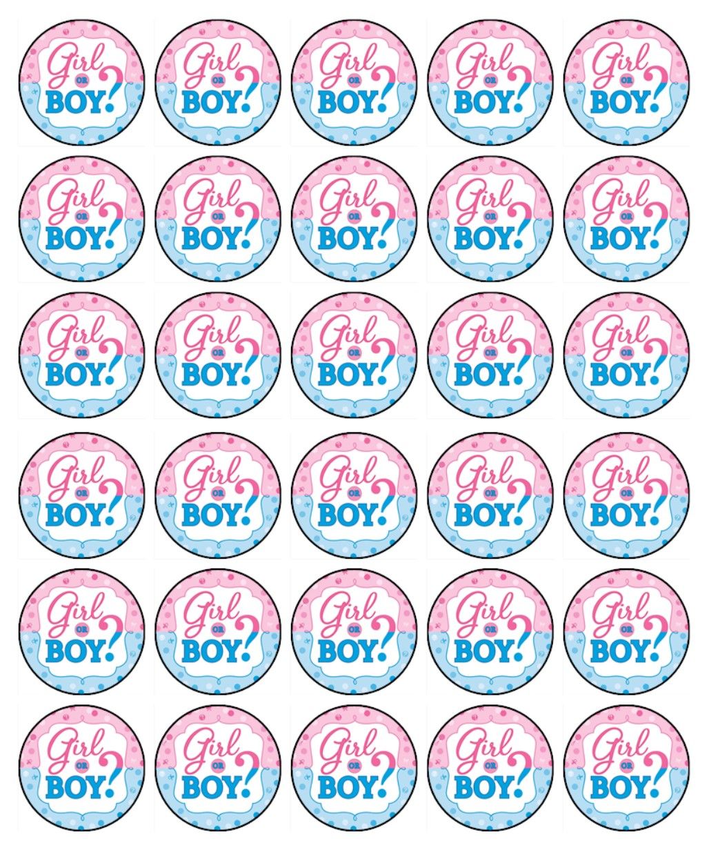 Baby Shower Gender Reveal Edible Cake & Cupcake Decor