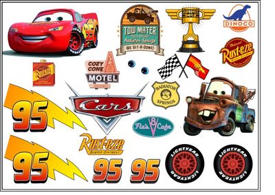 Cars Lightning McQueen A4 Edible Cake Toppers & Cut-Outs Cars Lightning McQueen A4 Edible Cake Toppers & Cut-Outs