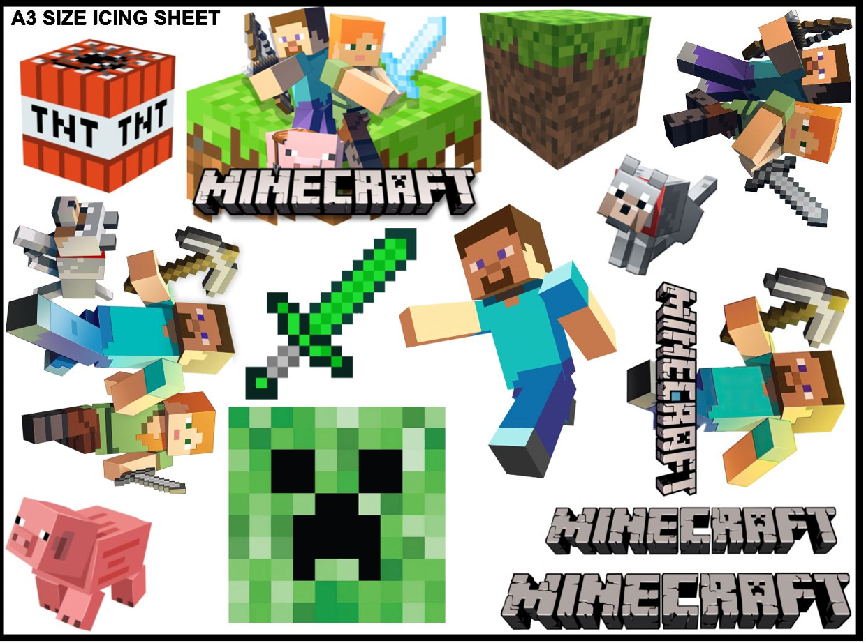 Minecraft Edible Icing Logo Decal Sheet – Awesome Cake Decorations for Minecraft Fan! (2 Sizes)