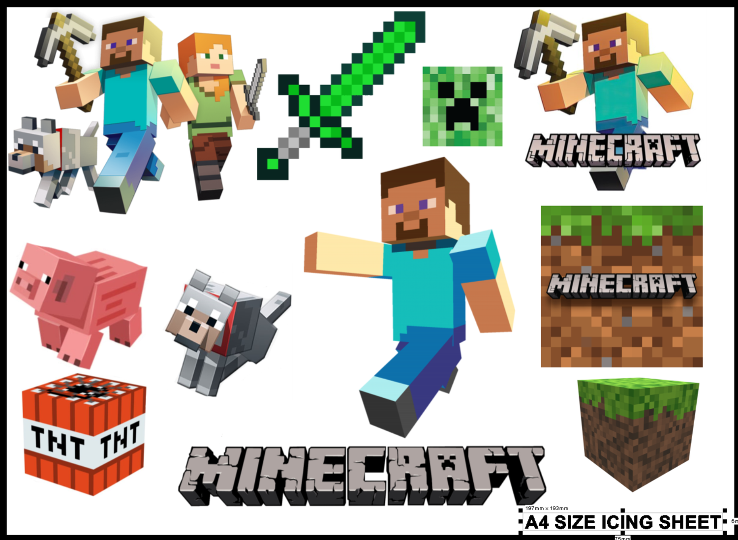 Minecraft Edible Icing Logo Decal Sheet – Awesome Cake Decorations for Minecraft Fan! (2 Sizes)