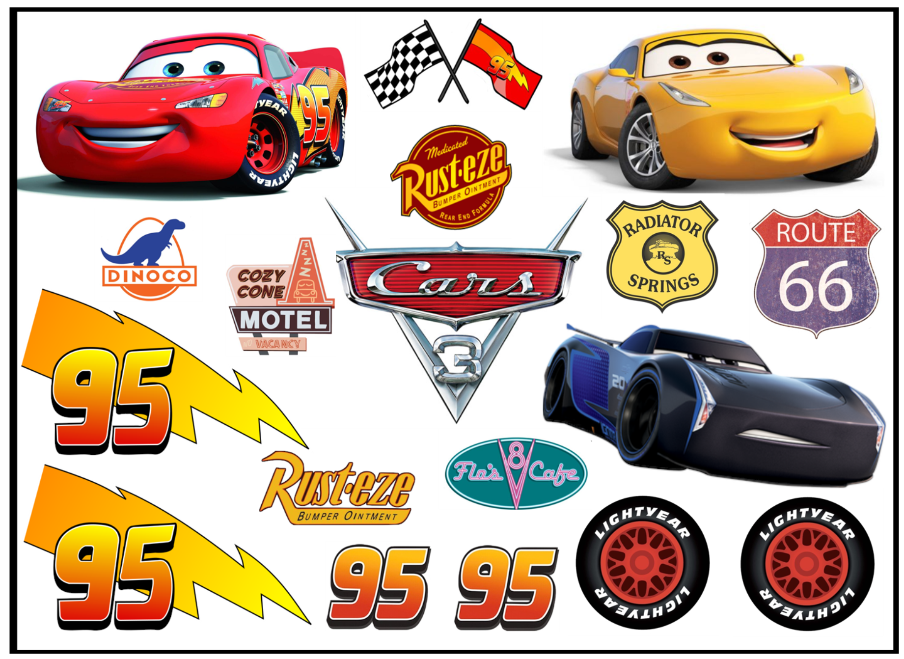 Cars 3 Lightning McQueen A4 Edible Cake Toppers & Cut-Outs
