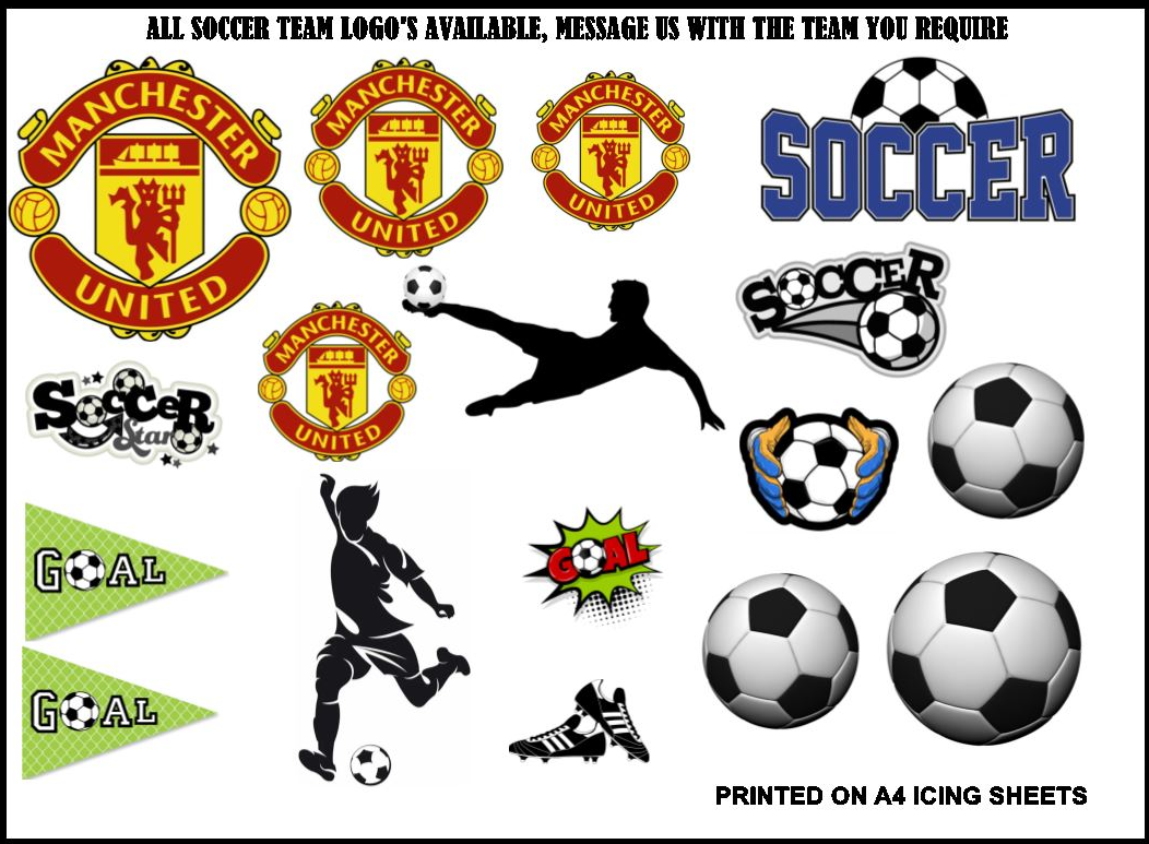 Soccer Team Edible Icing Logo Cake Decorations (Most Teams Available)