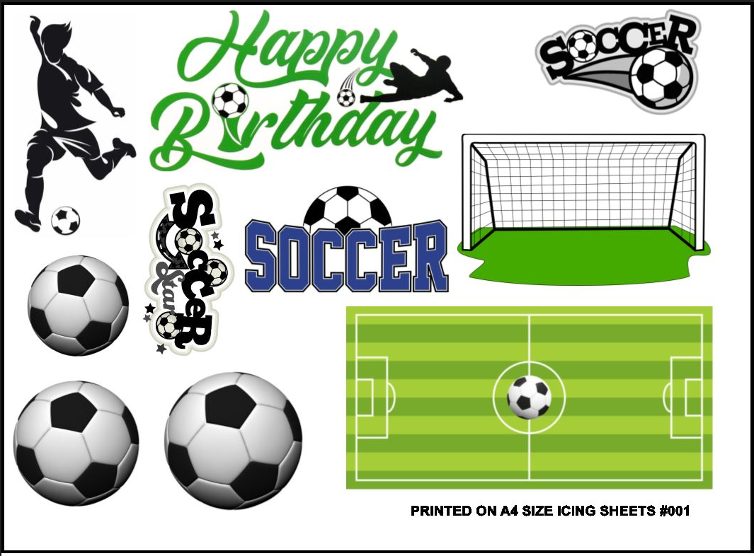 Soccer Player Theme Edible Icing Logo Decal Cake Decorations (2 Sizes)
