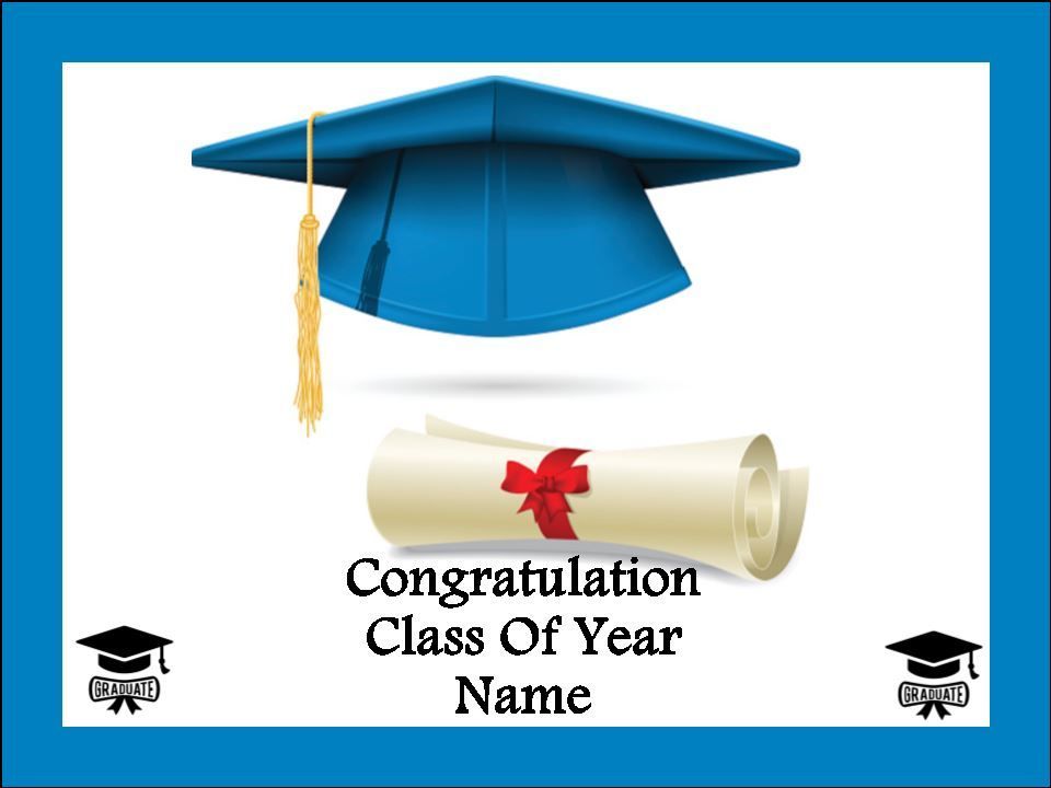 Graduation Hat Class of 2025 Edible Icing Blue Cake & Cupcake Toppers – 3 Sizes