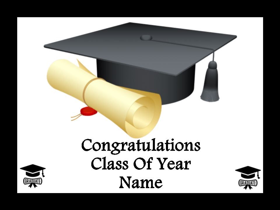 Graduation Hat Class of 2025 Edible Icing Black Cake & Cupcake Toppers – 3 Sizes