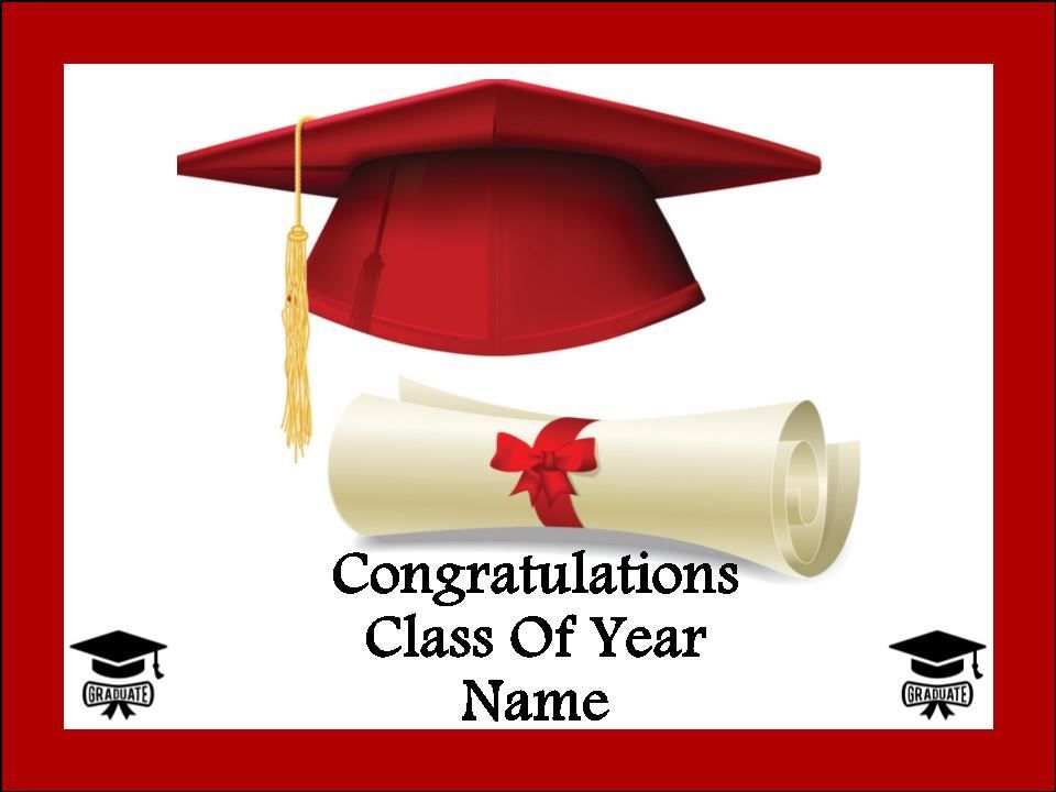 Graduation Hat Class of 2025 Edible Icing Red Cake & Cupcake Toppers – 3 Sizes