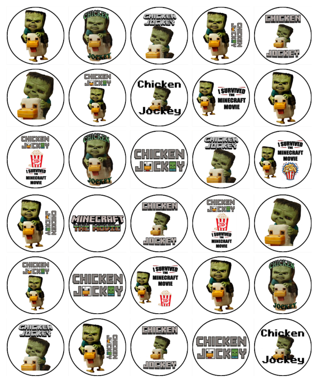 Minecraft Cupcake Toppers - Chicken Jockey Cupcake Toppers -  Edible Icing – 2 Sizes
