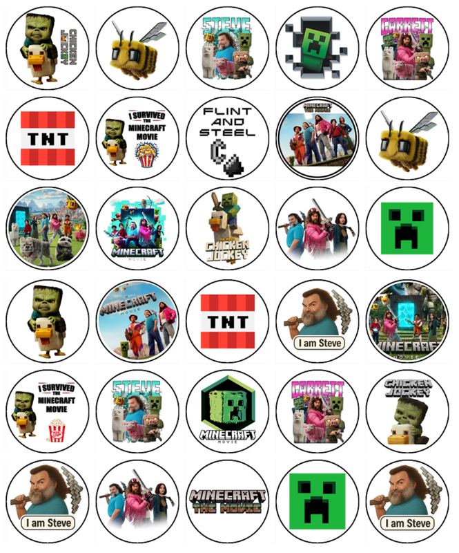 Minecraft Cupcake Toppers - Chicken Jockey Cupcake Toppers -  Edible Icing