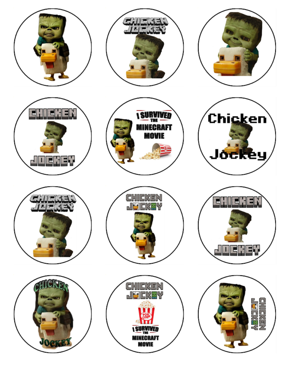 Minecraft Cupcake Toppers - Chicken Jockey Cupcake Toppers -  Edible Icing – 2 Sizes