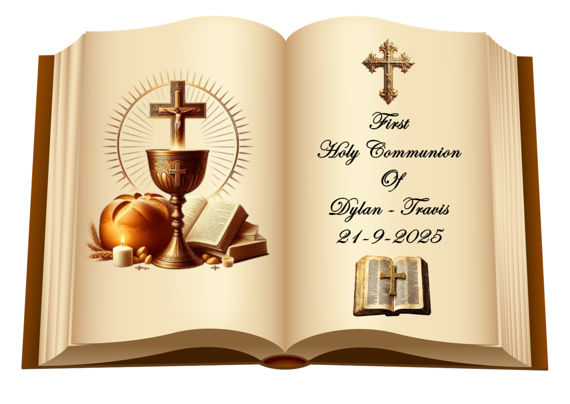 First Holy Communion Bible Edible Icing A4 Cake Toppers