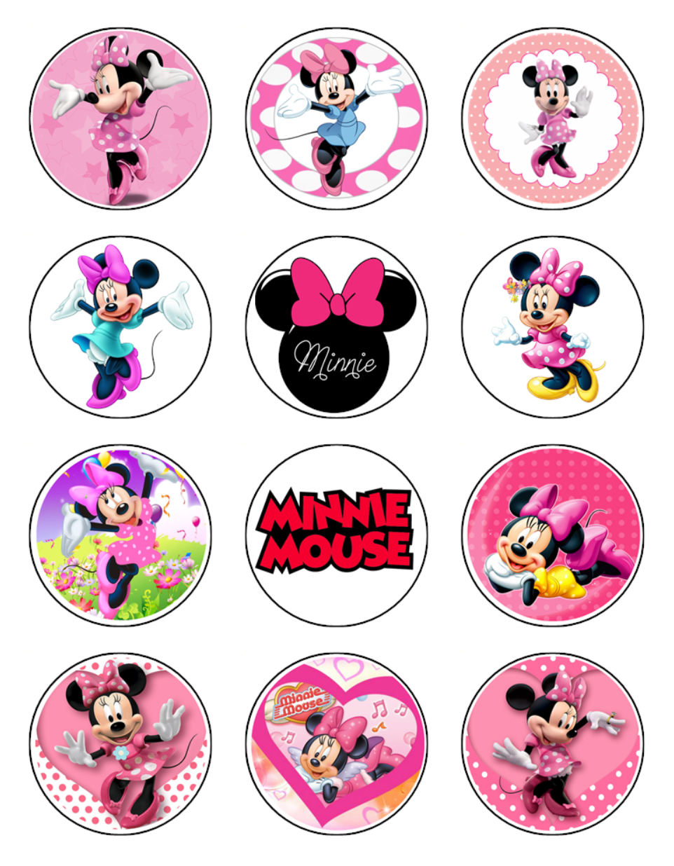 Minnie Mouse Edible Icing Cupcake Toppers – Custom Designs