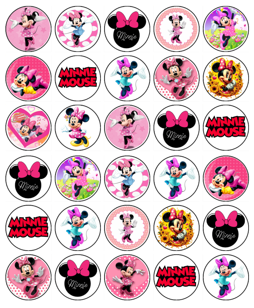 Minnie Mouse Edible Icing Cupcake Toppers – Custom Designs