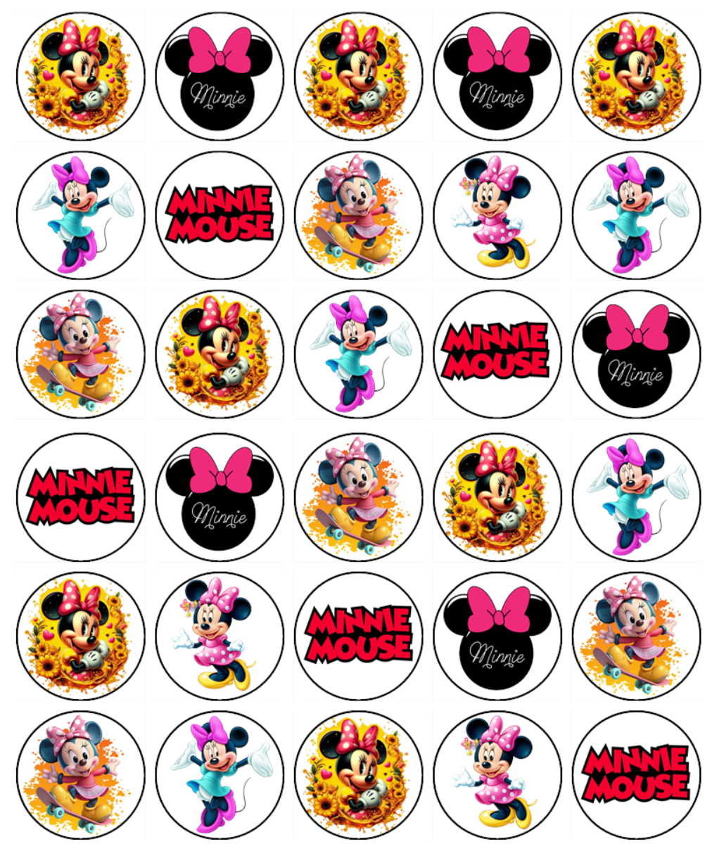 Minnie Mouse Edible Icing Cupcake Toppers – Custom Designs